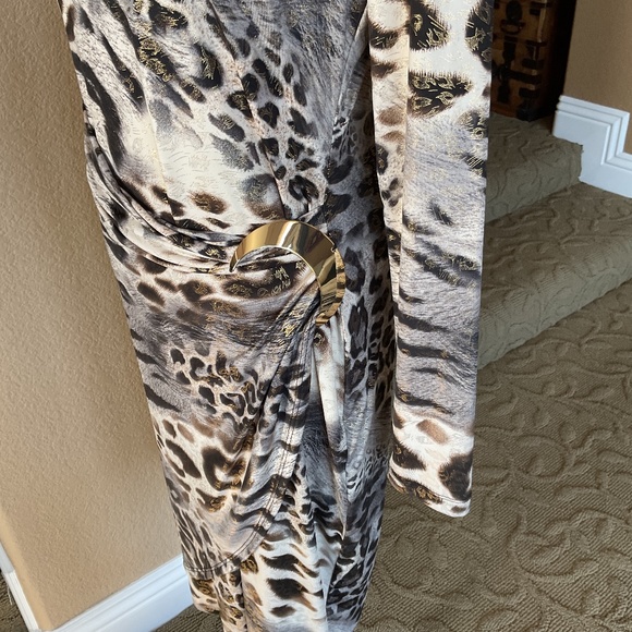 Cache Animal Print Dress with Gold Hardware - Medium - Picture 4 of 7